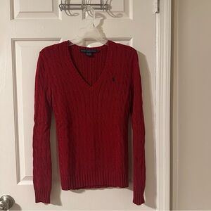 Ralph Lauren Women's Red V-Neck Sweater